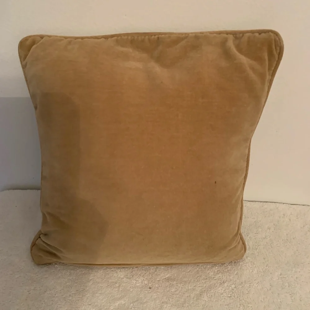 Decorative Dog Portrait Needlepoint Pillow in Brown and Red